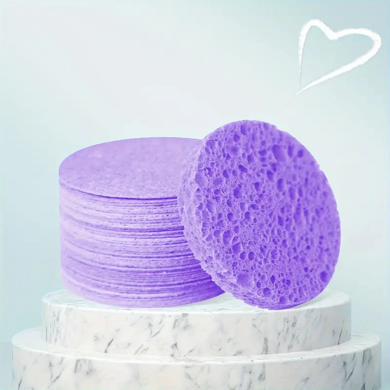 50 Count Purple Compressed Facial Sponges