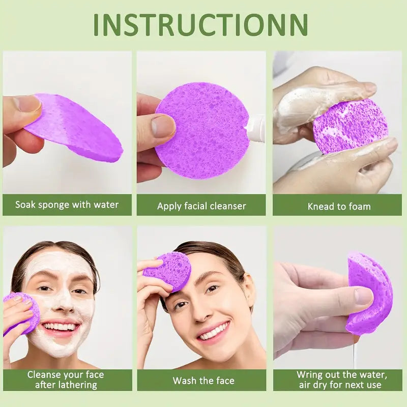 50 Count Purple Compressed Facial Sponges