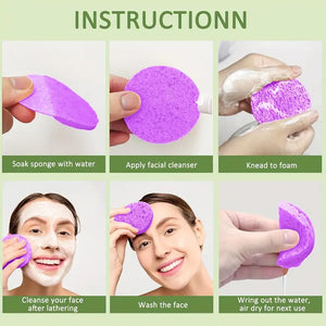 50 Count Purple Compressed Facial Sponges