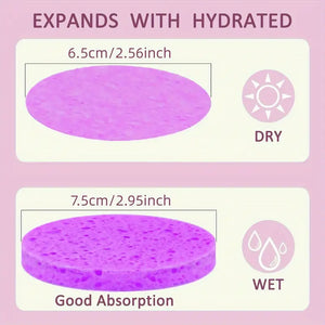 50 Count Purple Compressed Facial Sponges