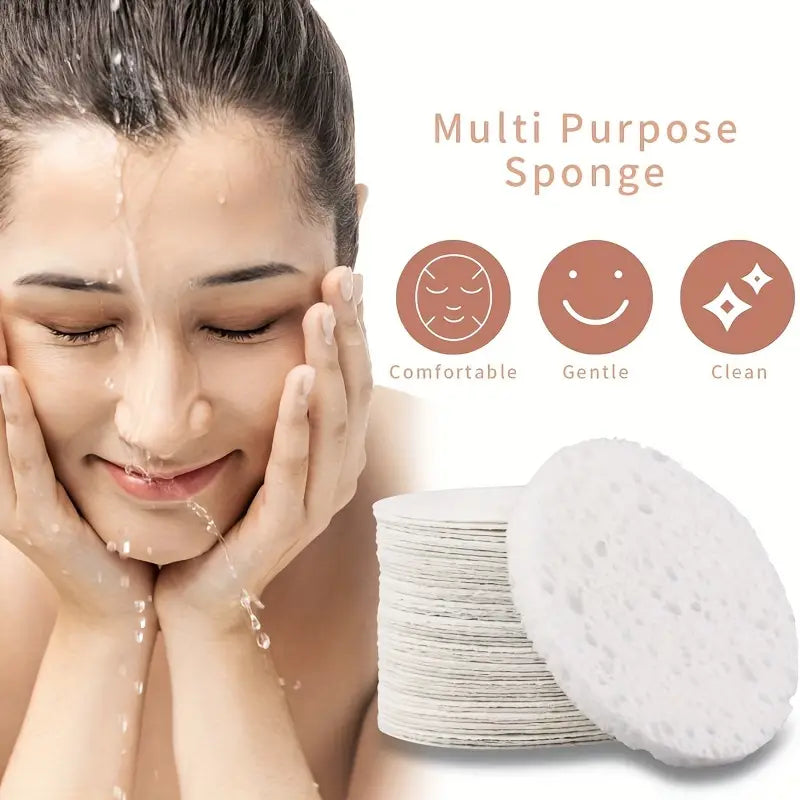 50 Count White Compressed Facial Sponges